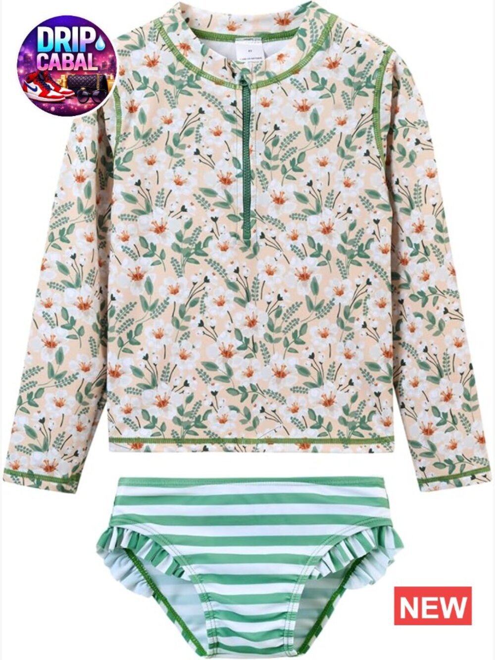 Toddler Girls Rash Guard Swimsuit Set 2-Piece UPF 50+ Sun Protection Swimwear